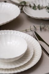 Kütahya Porselen Yemek Takımı Luz 52 Parça 12 Kişilik Sade Model
