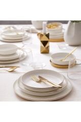 KÜTAHYA PORSELEN  6 KİŞİLİK YEMEK TAKIMI BONE CREST 24 PRÇ.  ALTIN