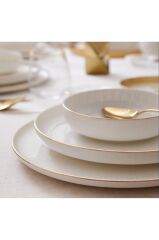 KÜTAHYA PORSELEN  6 KİŞİLİK YEMEK TAKIMI BONE CREST 24 PRÇ.  ALTIN