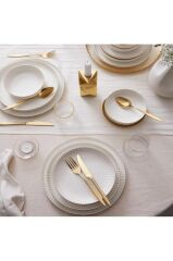 Kütahya Porselen 6 Kişilik Yemek Takımı 24 Parça Bone Crest  Altın