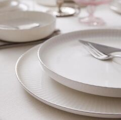 Kütahya Porselen 6 Kişilik Yemek Takımı 24 Parça Bone Crest Platin