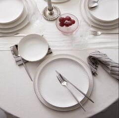 KÜTAHYA PORSELEN 6 KİŞİLİK YEMEK TAKIMI BONE CREST 24 PRÇ. PLATİN