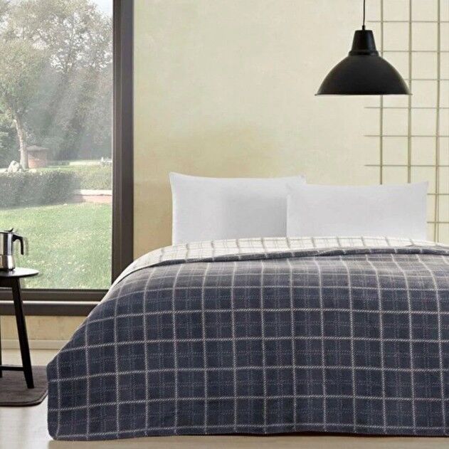 Taç Çift Kişilik Pamuk Edwin Lacivert Battaniye