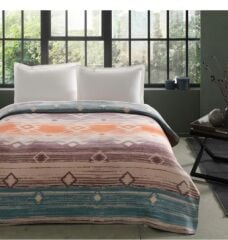 Taç Çift Kişilik Pamuk Dakota Battaniye Turuncu