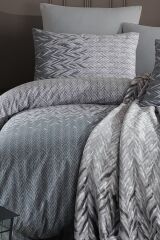 İyi Geceler Çift Kişilik Valeria Selen Gri Battaniyeli Nevresim Takımı