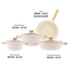 EMSAN SWISS CRYSTAL TENCERE SETİ 7 PRÇ. BEJ