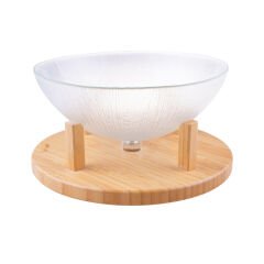 Bambu Kuga 30 Cm  Cam Kapaklı Ayaklı Kek Fanusu