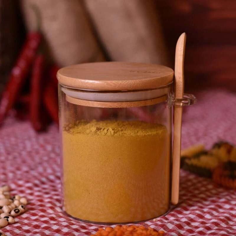 BAMBUM LOLLA KAŞIKLI CAM SAKLAMA KABI 10 CM