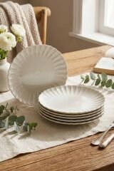 Kütahya Porselen 21 Cm 6'Lı Luz Form Pasta Tabağı