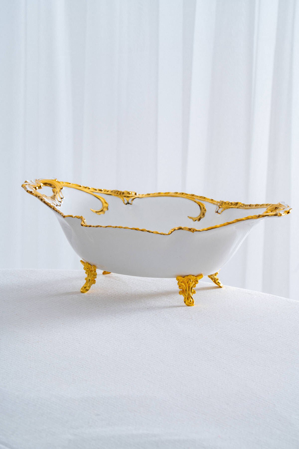 Acar 39 Cm Derin Oval Ayaklı Porselen Sunumluk