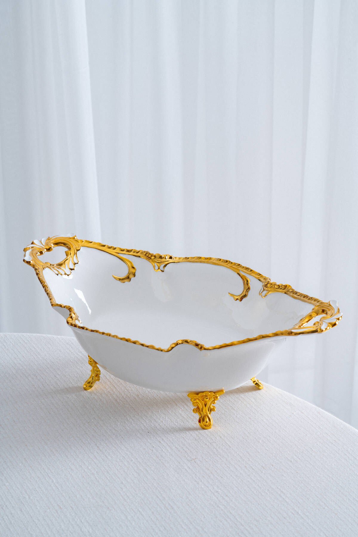 Acar 39 Cm Oval Sığ Ayaklı Porselen Sunumluk