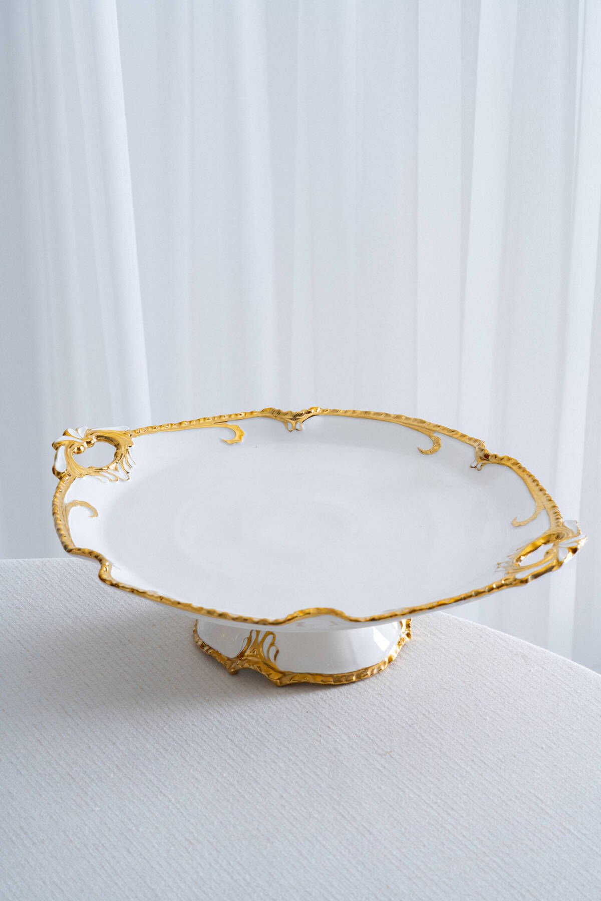 Acar 32 Cm Edwina Ayaklı Yuvarlık Porselen Sunumluk