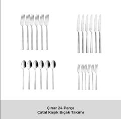 Emsan 24 Parça Çınar 6 Kişilik Çatal Kaşık Bıçak Seti
