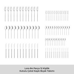 Emsan 12 Kişilik Lora 84 Parça Çatal Kaşık Bıçak Seti