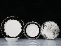 Arow Pink&More 24 Parça Siyah-Gri Çiçek Yemek Takımı